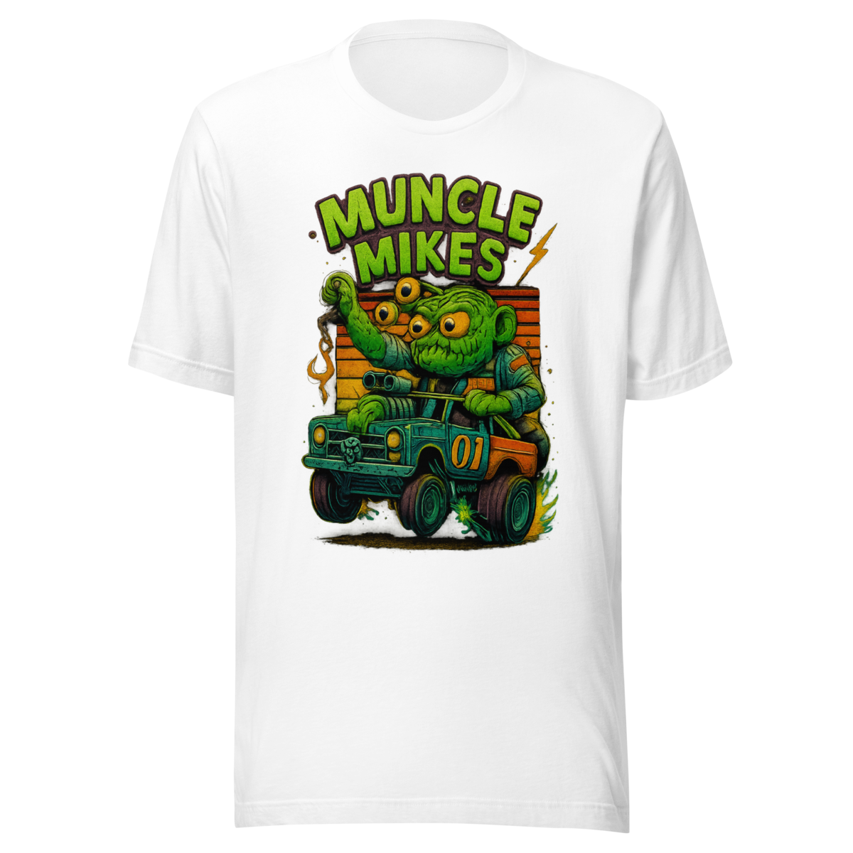 Muncle Mikes Hot Rod and Rat Rod Shirt Mayhem! Monster Rods! (035) Unisex T-Shirt product mockup 5