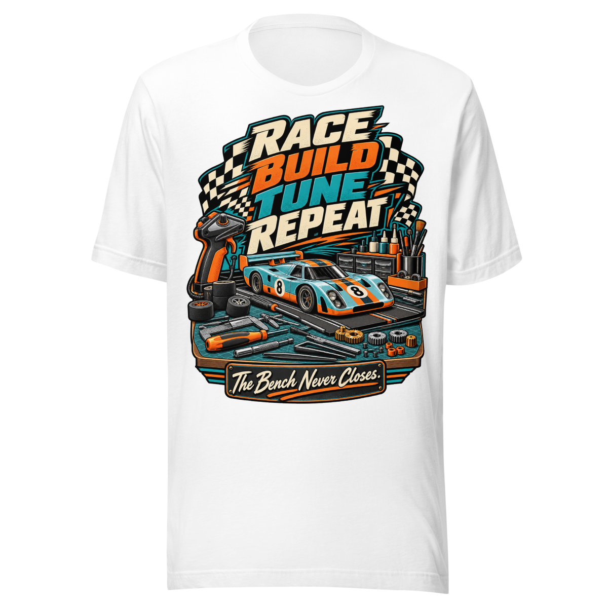 Race Build Tune Repeat Unisex T-Shirt product mockup 5