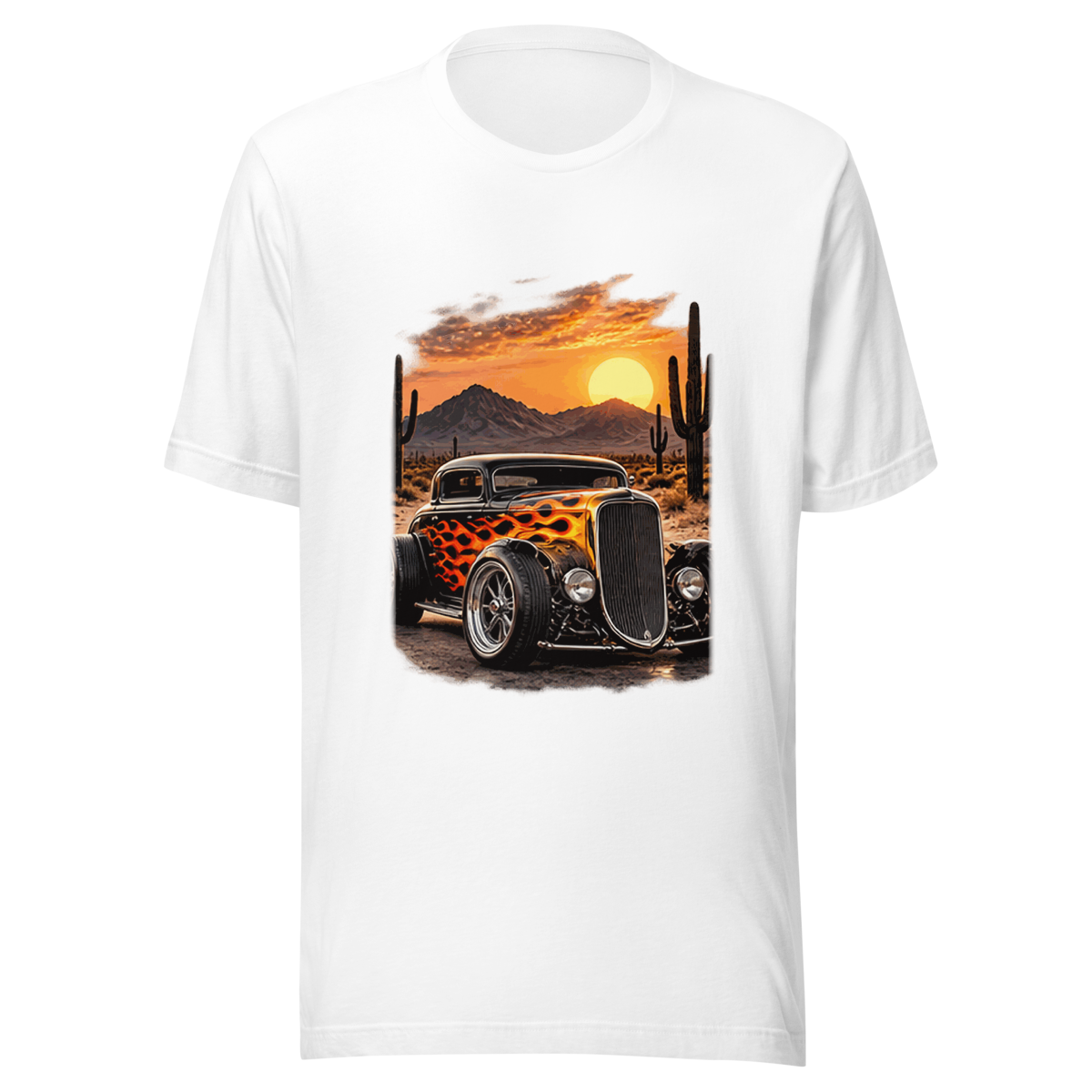 Desert Sunset Flame Coupe Unisex T-Shirt product mockup 5