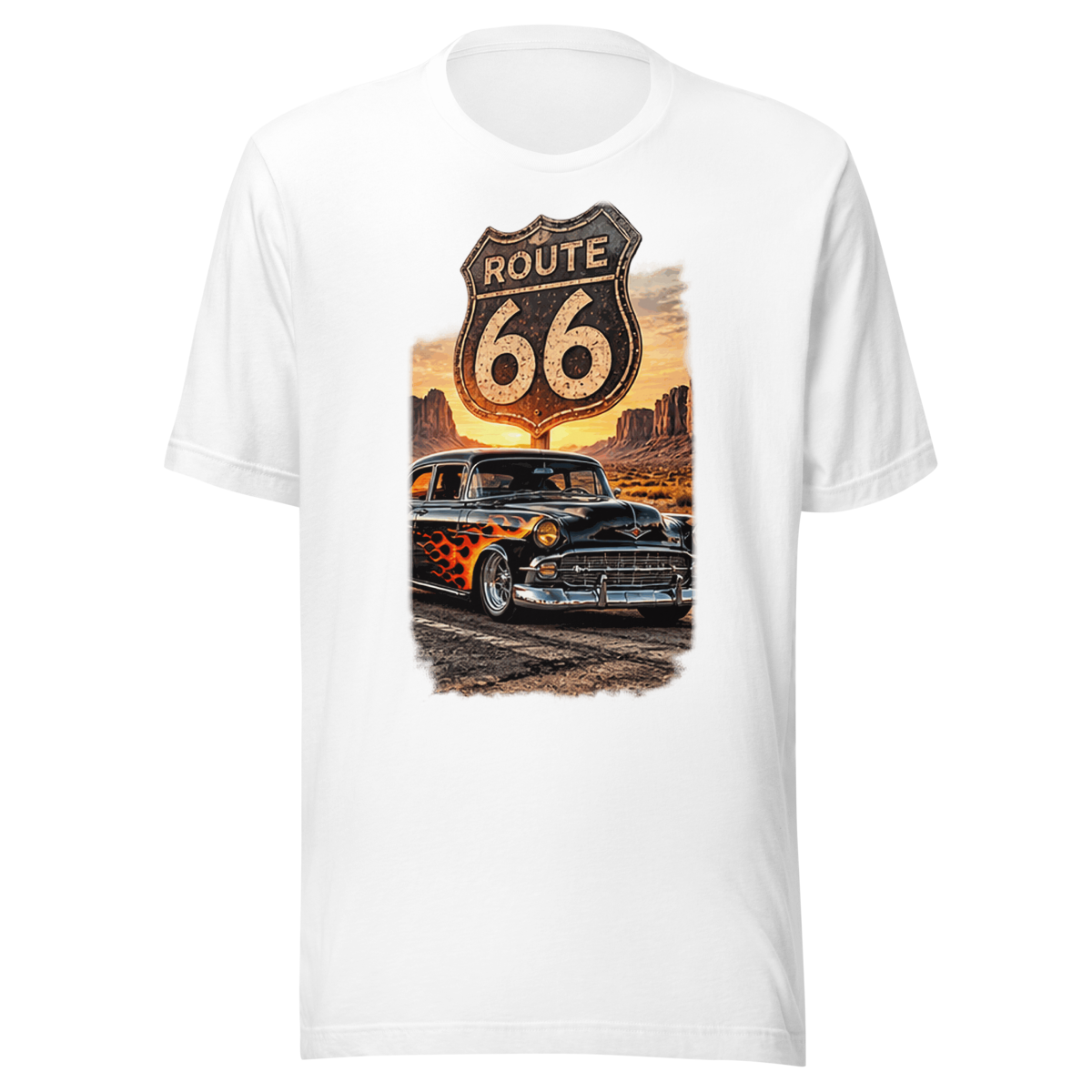 Route 66 Flame Cruiser Unisex T-Shirt product mockup 5