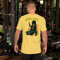 Back view of yellow Monster Rods 012 unisex T-shirt