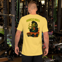 Back view of yellow Monster Rods 013 unisex T-shirt