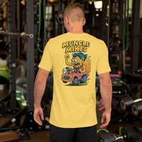 Back view of yellow Monster Rods 015 unisex T-shirt
