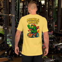 Back view of yellow Monster Rods 017 unisex T-shirt