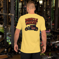 Back view of yellow Hot Rod 553 unisex T-shirt