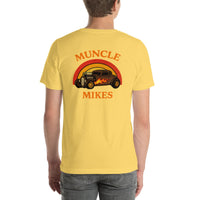 Back view of yellow Hot Rod 002 unisex T-shirt