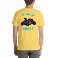 Back view of yellow Hot Rod 003 unisex T-shirt