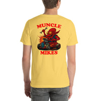 Back view of yellow Monster Rods 020 unisex T-shirt