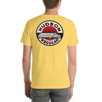 Back view of yellow Hudson Gas Vintage Gas and Oil unisex T-shirt