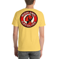 Back view of yellow Mohawk Gasoline Vintage Gas and Oil unisex T-shirt