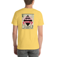 Back view of yellow Black Diamond Motor Oil Vintage Gas and Oil unisex T-shirt