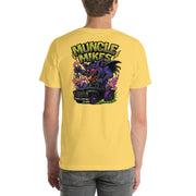 Back view of yellow Monster Rods 029 unisex T-shirt