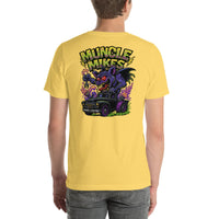 Back view of yellow Monster Rods 029 unisex T-shirt
