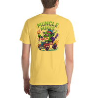 Back view of yellow Monster Rods 030 unisex T-shirt
