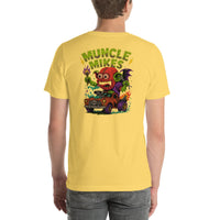 Back view of yellow Monster Rods 031 unisex T-shirt