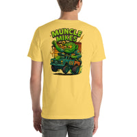 Back view of yellow Monster Rods 035 unisex T-shirt