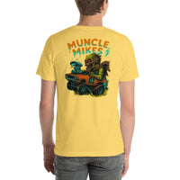 Back view of yellow Monster Rods 036 unisex T-shirt