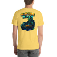 Back view of yellow Monster Rods 038 unisex T-shirt