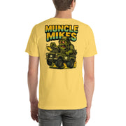 Back view of yellow Monster Rods 039 unisex T-shirt