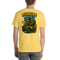 Back view of yellow Monster Rods 040 unisex T-shirt