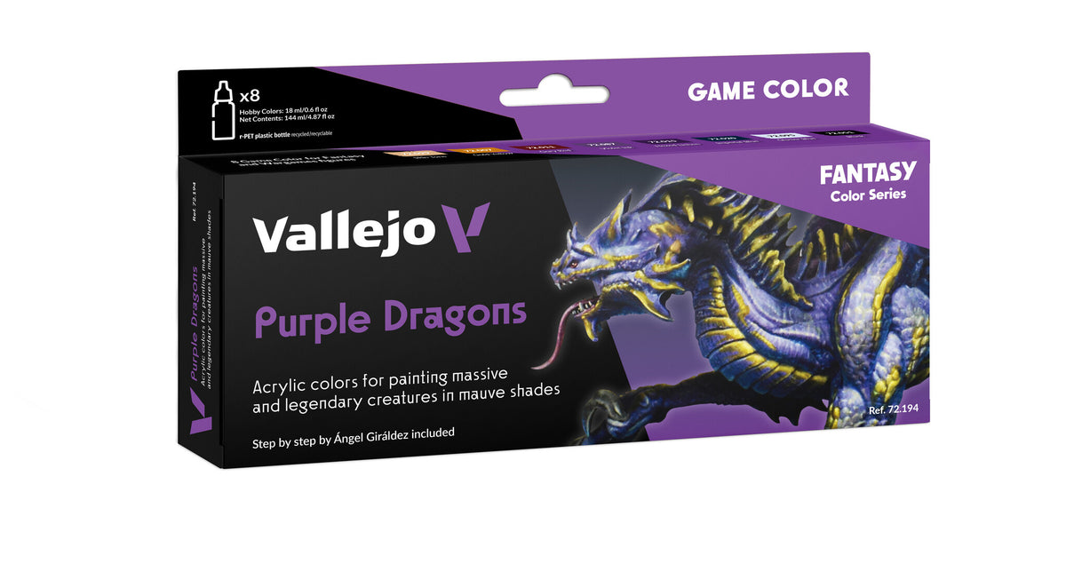Vallejo Game Color Purple Dragons Set 8 × 18 mL – VLJ72194 — exact Vallejo product photo