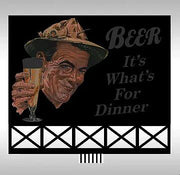 Miller Engineering 449052 Beer animated billboard with illustrated man holding a glass and lattice support