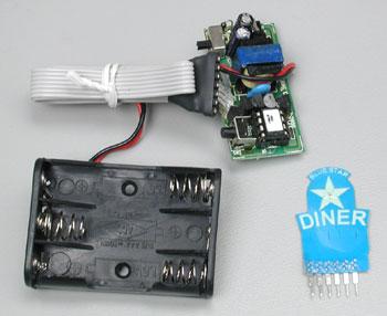 Miller Engineering 5582 blue Blue-Star Diner sign with lighting controller and battery holder