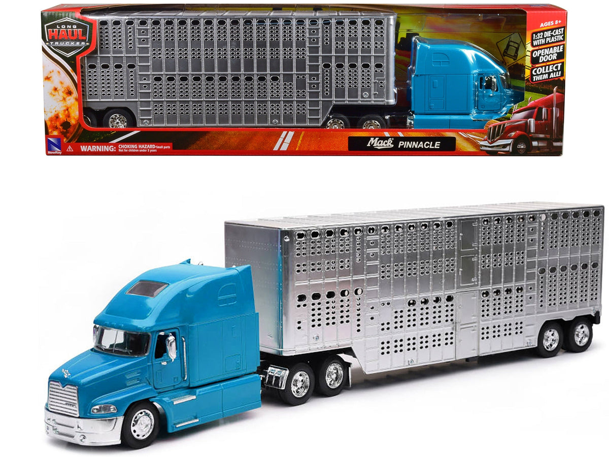 Mack Pinnacle Livestock Trailer Blue/Chrome – New Ray 1:32– product image