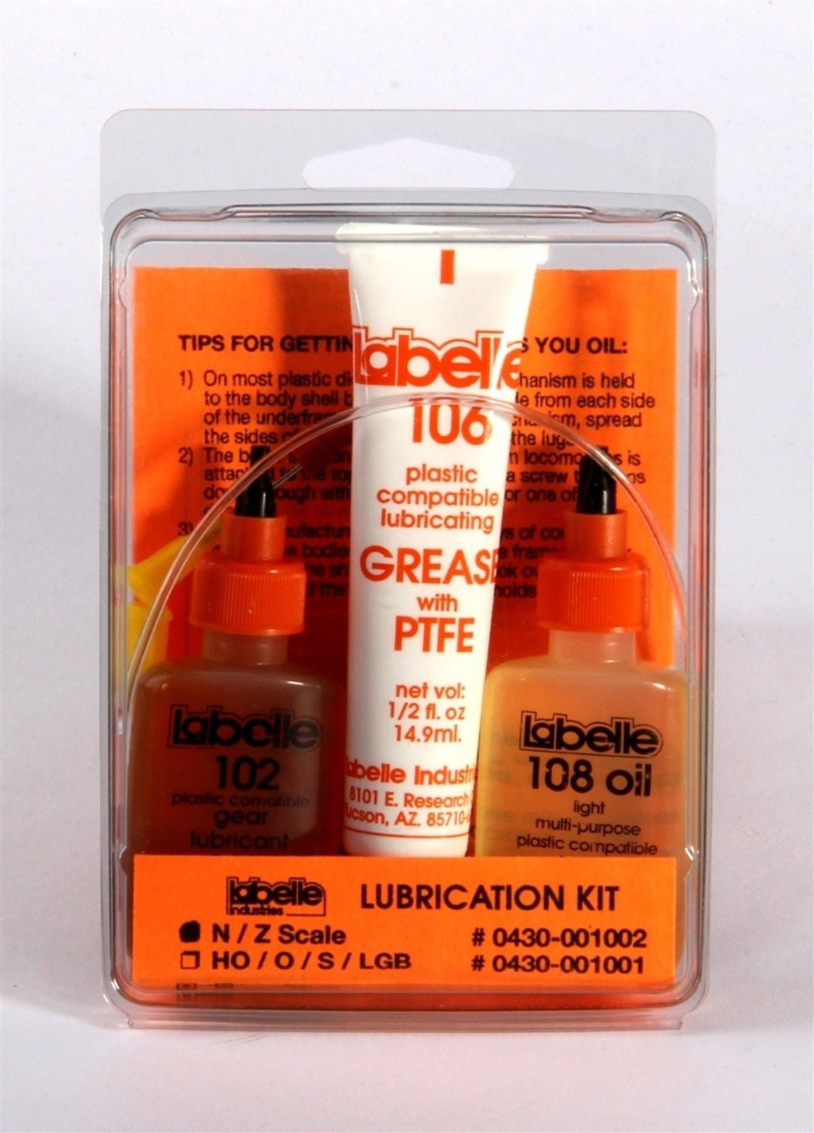 Labelle 1002 N and Z scale lubricant kit