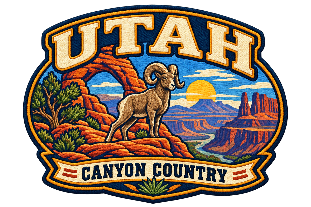 Utah heritage badge embroidery artwork