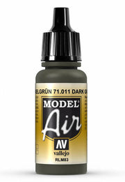 Vallejo 71.011 Dark Green RLM83 Model Air 17ml Bottle bottle