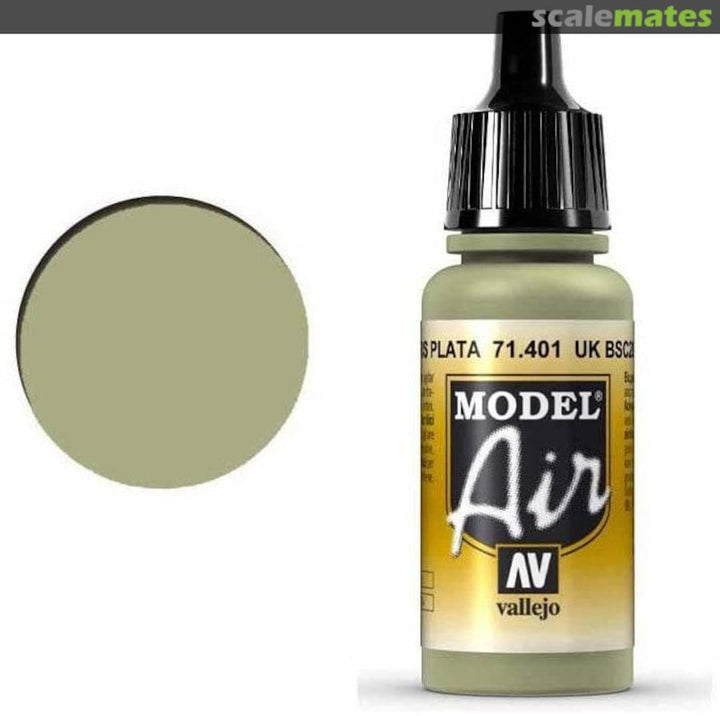 Vallejo Model Air 71.401 UK BSC 28 Silver Grey 17 ml acrylic paint bottle