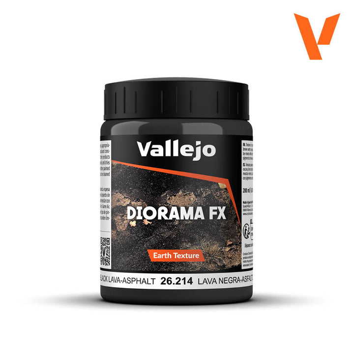 Vallejo Black Lava-Asphalt Earth Texture Diorama Effect 200ml Bottle — exact product reference