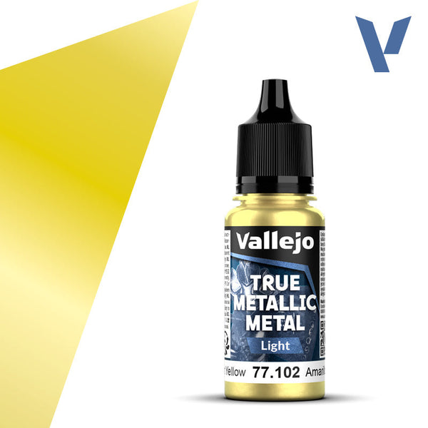 Vallejo Paint True Metallic Metal Radiant Yellow Paint 17ml Bottle - 77102