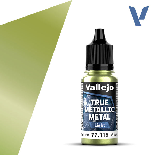 Vallejo Paint True Metallic Metal Amber Green Paint 17ml Bottle - 77115