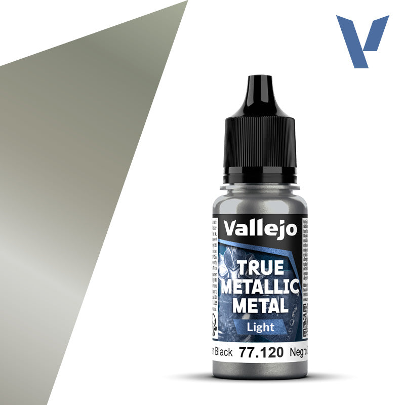 Vallejo Paint True Metallic Metal Obsidian Black Paint 17ml Bottle - 77120 — exact product reference