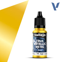 Vallejo Paint True Metallic Metal Base Radiant Yellow Paint 17ml Bottle - 77122– product image 1