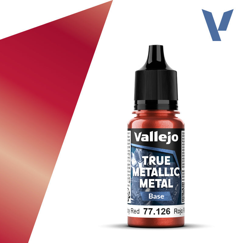Vallejo Paint True Metallic Metal Base Ruby Red Paint 17ml Bottle - 77126 — exact product reference