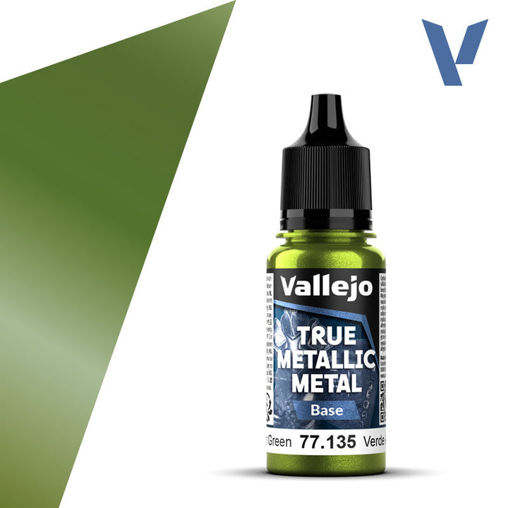 Vallejo Paint True Metallic Metal Base Amber Green Paint 17ml Bottle - 77135