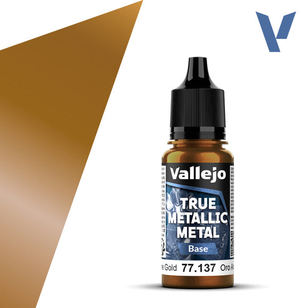 Vallejo Paint True Metallic Metal Base Arcane Gold Paint 17ml Bottle - 77137