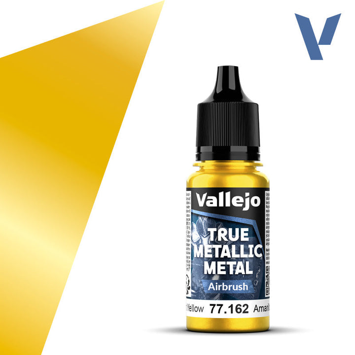 Vallejo Paint True Metallic Metal Airbrush Radiant Yellow Paint 17ml Bottle – 77162 — exact product reference