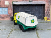Lesney Matchbox No.32 Leyland BP Petrol Tanker — front or rear view — actual item condition photo