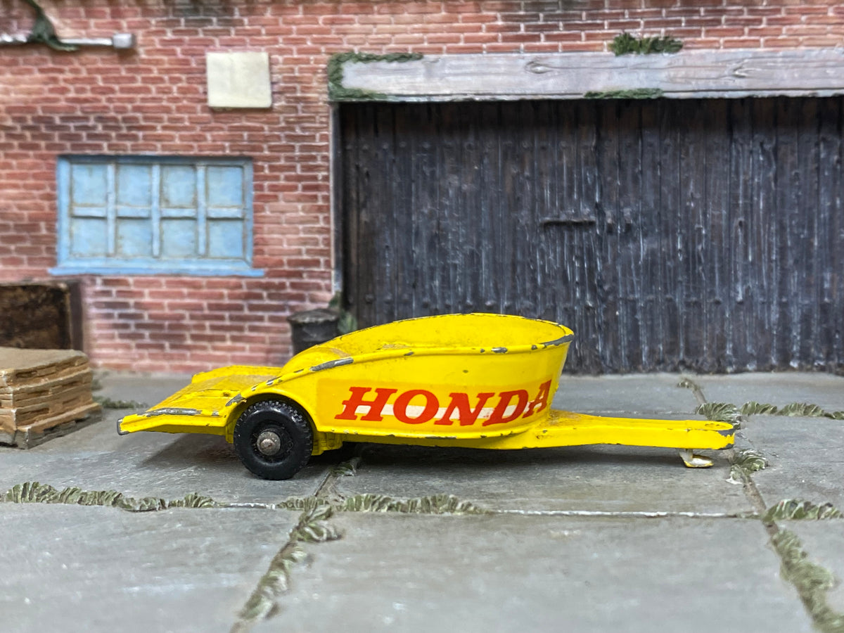 Lesney Matchbox No.38 Honda Motorcycle Trailer Only — side view — actual item condition photo