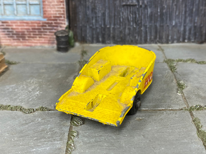 Lesney Matchbox No.38 Honda Motorcycle Trailer Only — three-quarter view — actual item condition photo