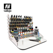 Vallejo 26012 Paint Work Station with Vertical Storage – 40 × 30 cm; paints and brushes shown for illustration, not included