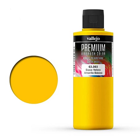 Vallejo Premium Color 63.003 Basic Yellow 200 ml paint bottle