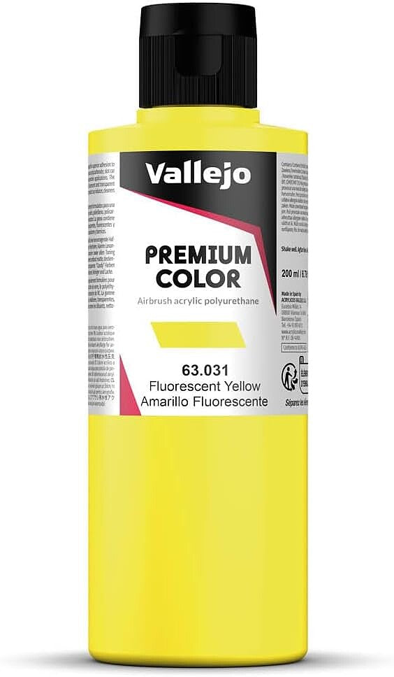 Vallejo 63.031 Premium Fluorescent Yellow Airbrush Paint – 200ml