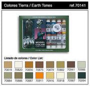 Vallejo 17ml Bottle Earth Tones Model Color Paint Set (16 Colors) — exact Vallejo product image