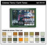 Vallejo 17ml Bottle Earth Tones Model Color Paint Set (16 Colors) — exact Vallejo product image