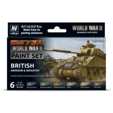 17ml Bottle WWII Wargames British Armour & Infantry Model Color Paint Set (6 Colors) — exact product reference
